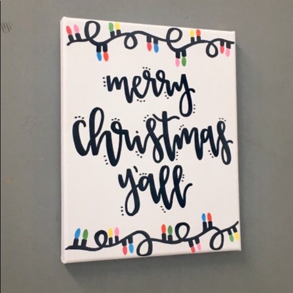 Hand lettered Merry Christmas Y’all Canvas - Picture 4 of 5